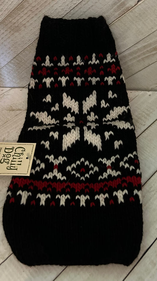 Chilly Dog Black and White Star Sweater