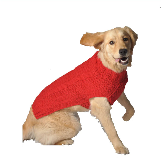 Chilly Dog Red Cable Knit Sweater