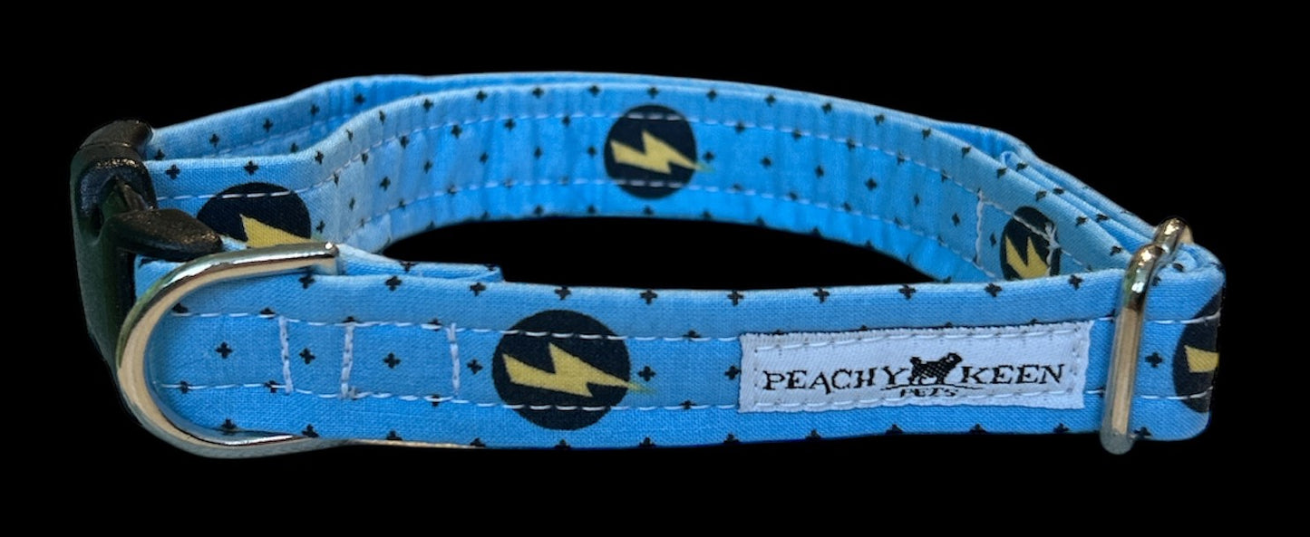 Peachy Keen Blue Bolt Collar