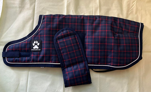 Shedrow Glacier Dog Coat in Navy Plaid