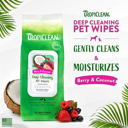 Tropiclean Berry & Coconut Deep Cleaning Pet Wipes